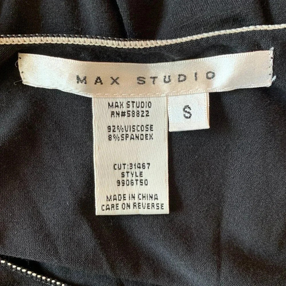 Max Studio Black Sleeveless Pleated Dress w/ White Stitching, Size S - Picture 3 of 4